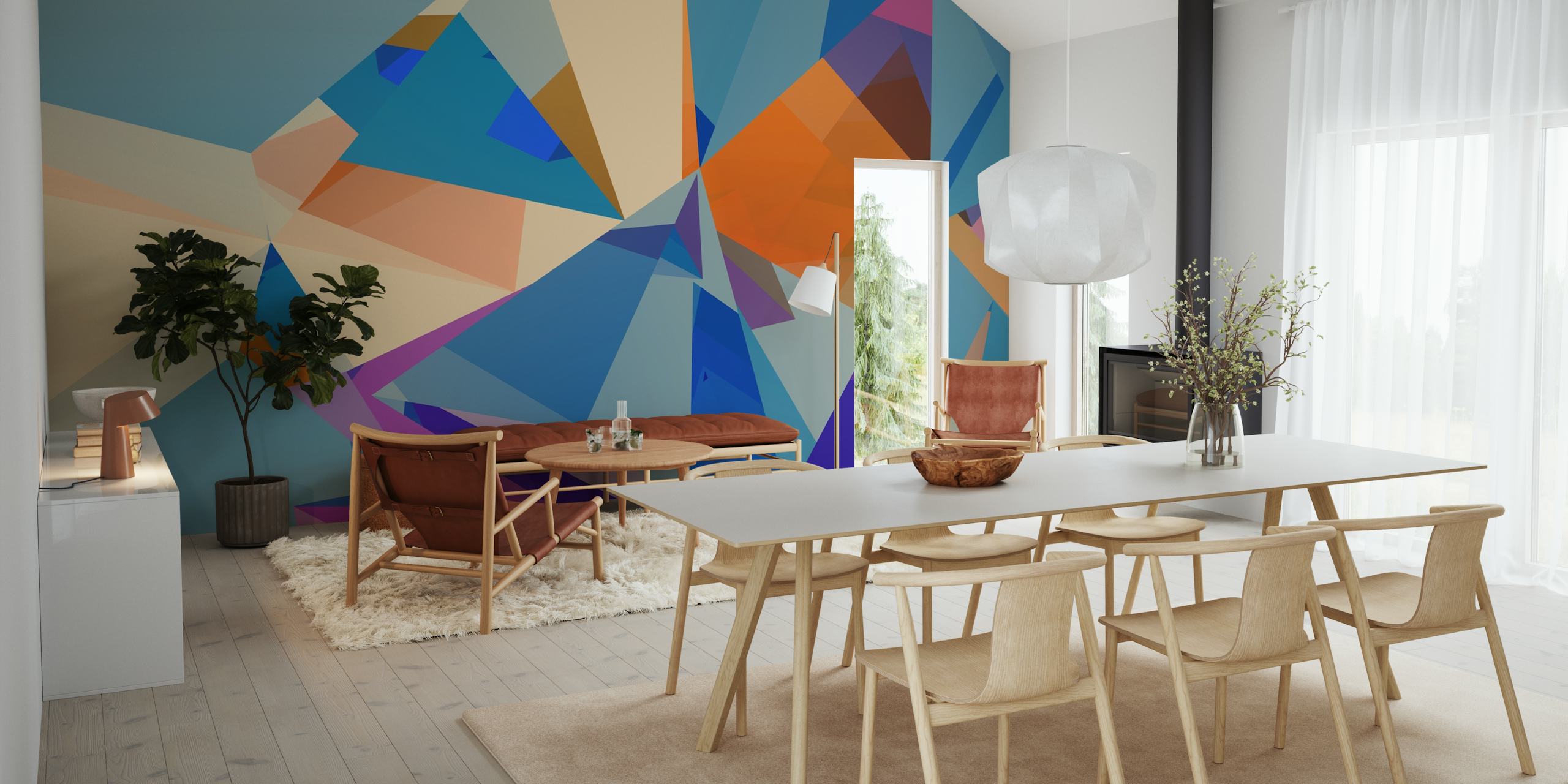 Ταπετσαρία Geometric Pattern σε ένα κομψό δωμάτιο